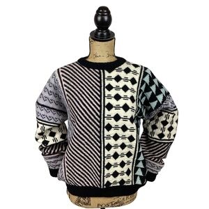 Pazzo Vintage Geometric Eclectic Grandpa  Sweater Shetland Wool